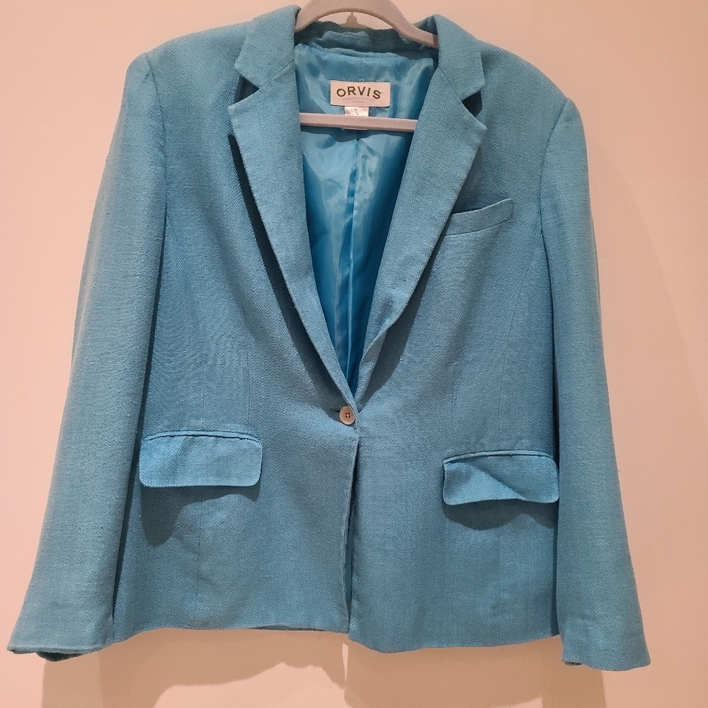 Vintage 100% Silk Blue Blazer Size 12